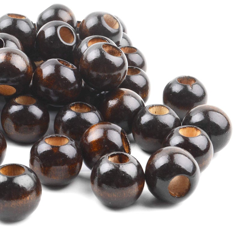 Aylifu 25MM Wooden Dreadlock Beads,50Pieces Large Hole Wooden Beads Loose Spacer Beads for Jewellery Making(Black Coffee) - Image 4